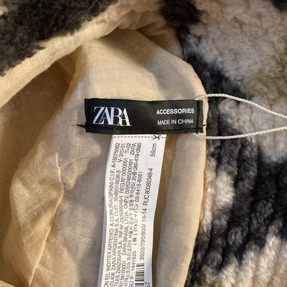 NWT Zara Women’s Sherpa Bucket Hat ~ 56 cm ~ Plaid - Picture 6 of 7